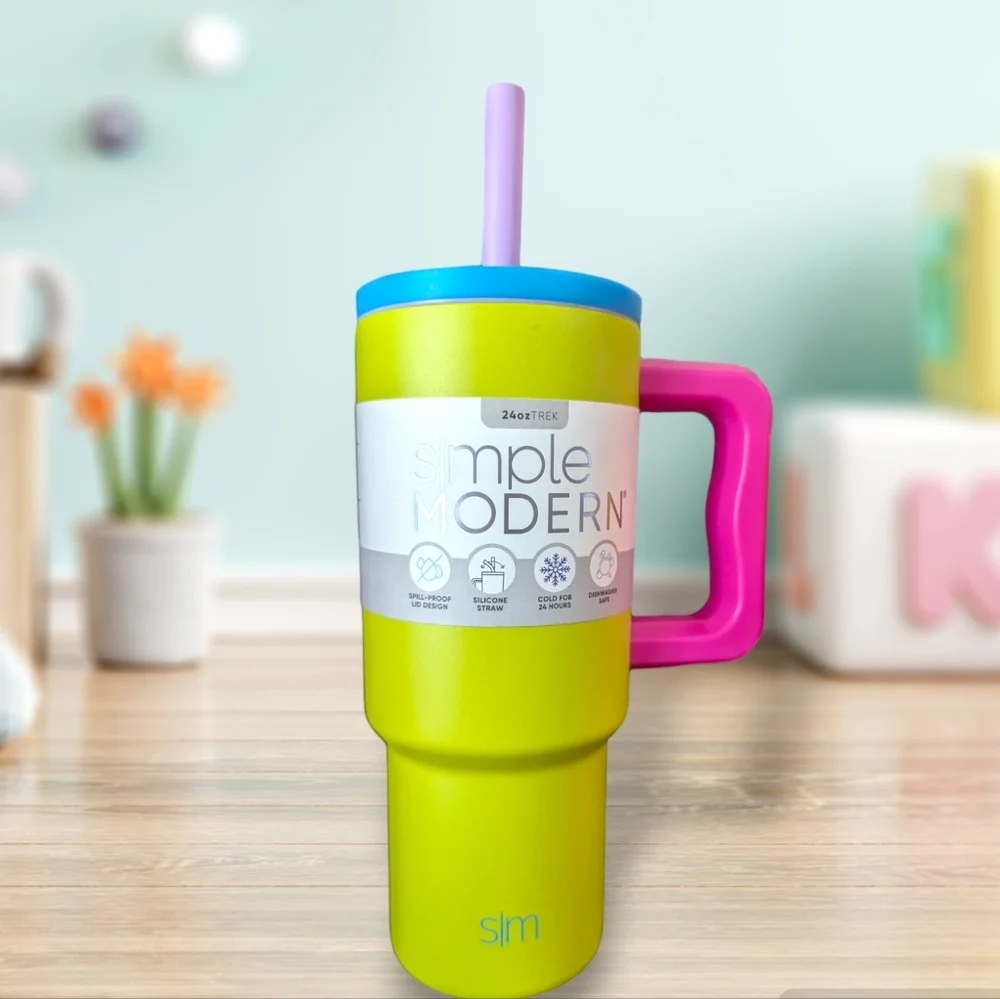 New Simple Modern Tumbler Colorblock Water Bottle RARE Colorful Straw Cup - Picture 3 of 4